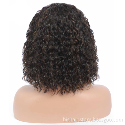 Wholesale Pixie Cut Short Bob Curly Human Hair Wigs with bangs Full Machine Made Wigs For Women Brazilian Remy Hair Wig